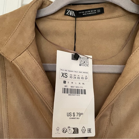 Zara Ruched Faux Suede Button Down Midi Dress - Picture 7 of 11